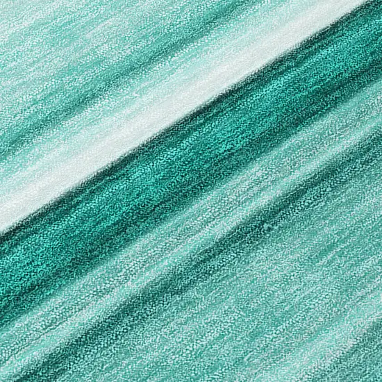 Aqua Striped Washable Indoor Outdoor Area Rug Photo 6