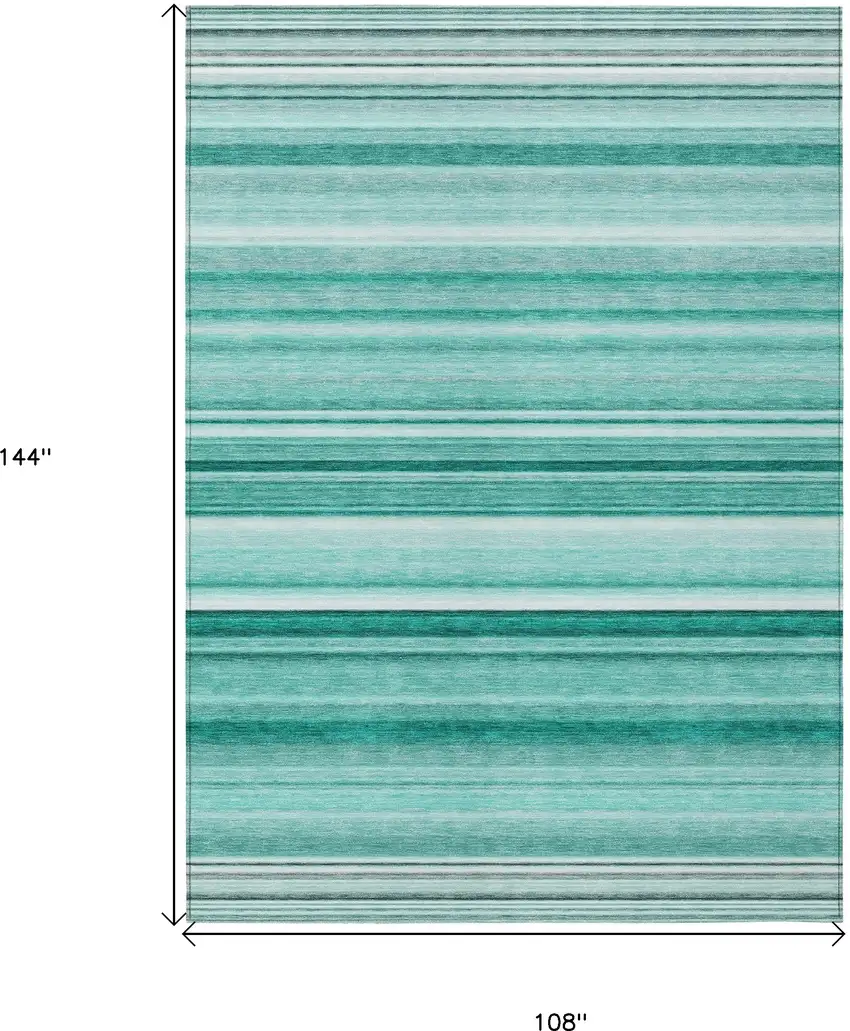 Aqua Striped Washable Indoor Outdoor Area Rug Photo 3