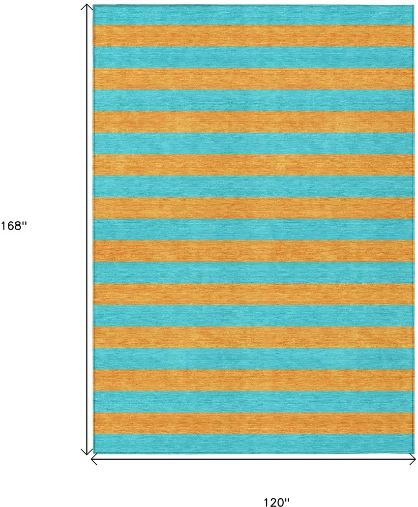 Aqua Striped Washable Non Skid Indoor Outdoor Area Rug Photo 3