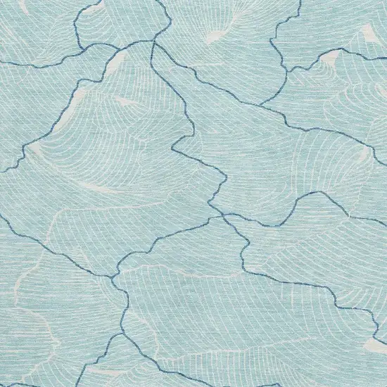 Aqua Teal And Ivory Abstract Washable Area Rug With UV Protection Photo 2