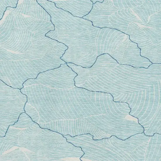 Aqua Teal And Ivory Abstract Washable Area Rug With UV Protection Photo 2