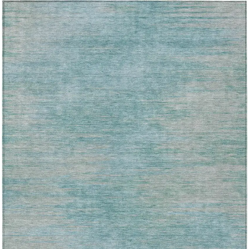 Aqua Teal Blue And Gray Abstract Washable Indoor Outdoor Area Rug Photo 7