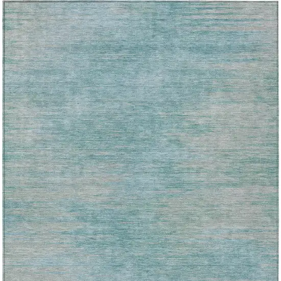 Aqua Teal Blue And Gray Abstract Washable Indoor Outdoor Area Rug Photo 7
