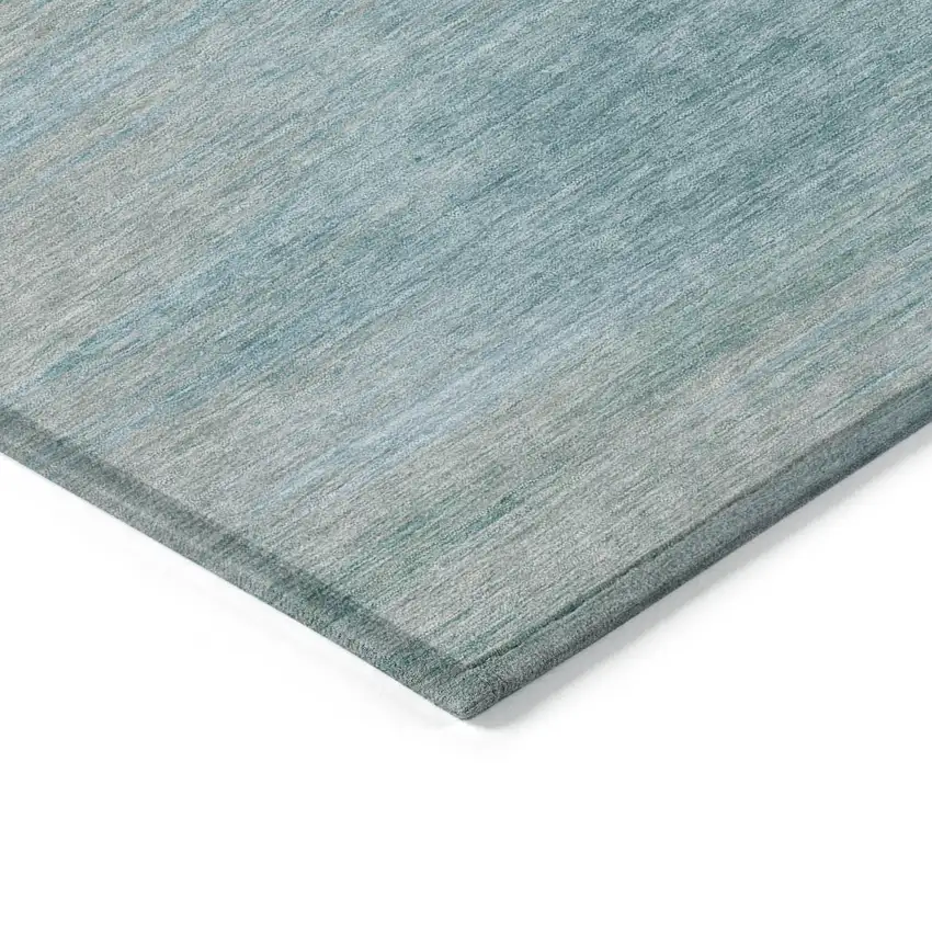 Aqua Teal Blue And Gray Abstract Washable Indoor Outdoor Area Rug Photo 5