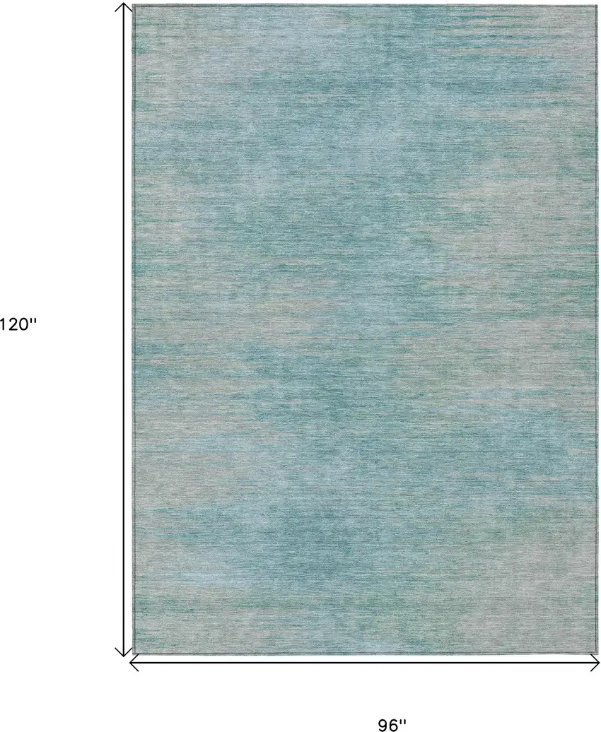 Aqua Teal Blue And Gray Abstract Washable Indoor Outdoor Area Rug Photo 3