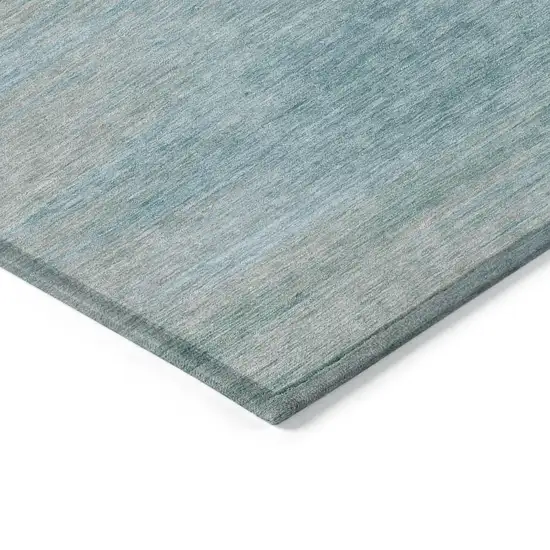 Aqua Teal Blue And Gray Abstract Washable Indoor Outdoor Area Rug Photo 5