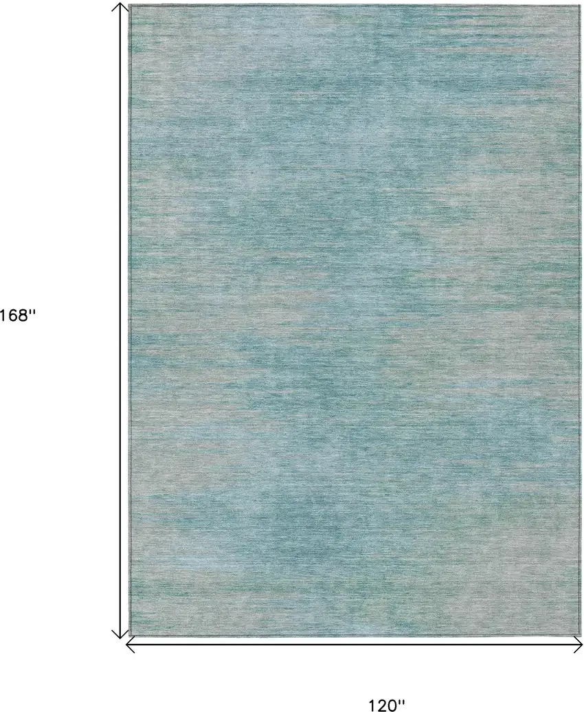 Aqua Teal Blue And Gray Abstract Washable Indoor Outdoor Area Rug Photo 3