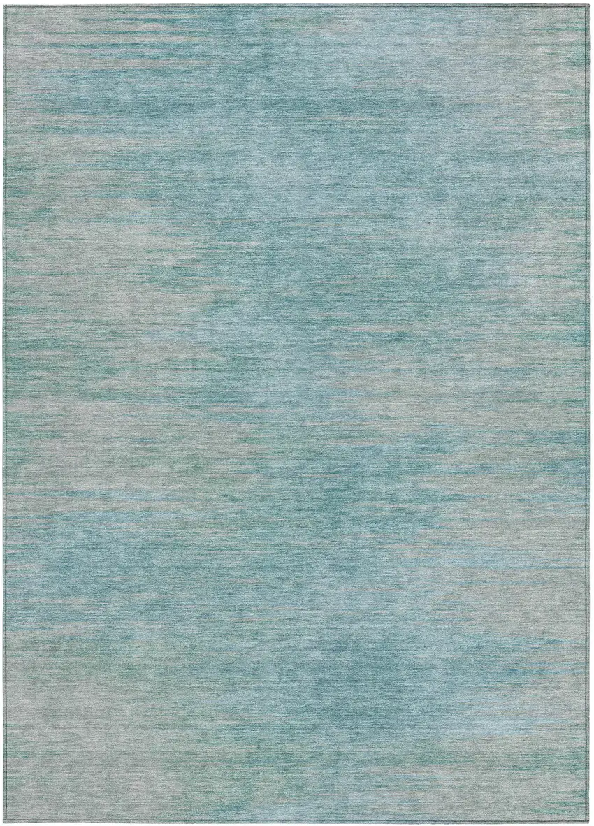 Aqua Teal Blue And Gray Abstract Washable Indoor Outdoor Area Rug Photo 7