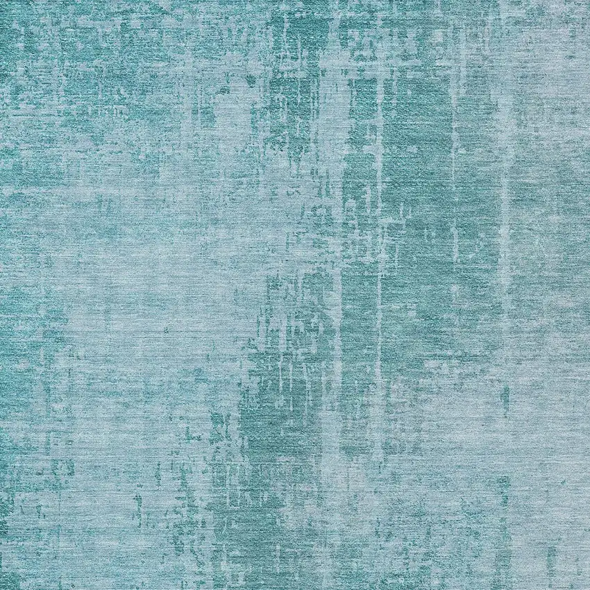 Aqua Teal Blue And Gray Abstract Washable Indoor Outdoor Area Rug Photo 6