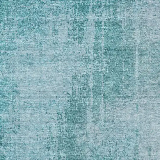 Aqua Teal Blue And Gray Abstract Washable Indoor Outdoor Area Rug Photo 6