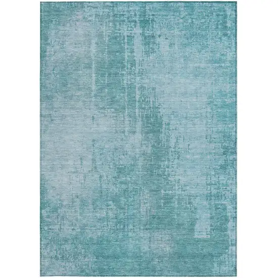 Aqua Teal Blue And Gray Abstract Washable Indoor Outdoor Area Rug Photo 7