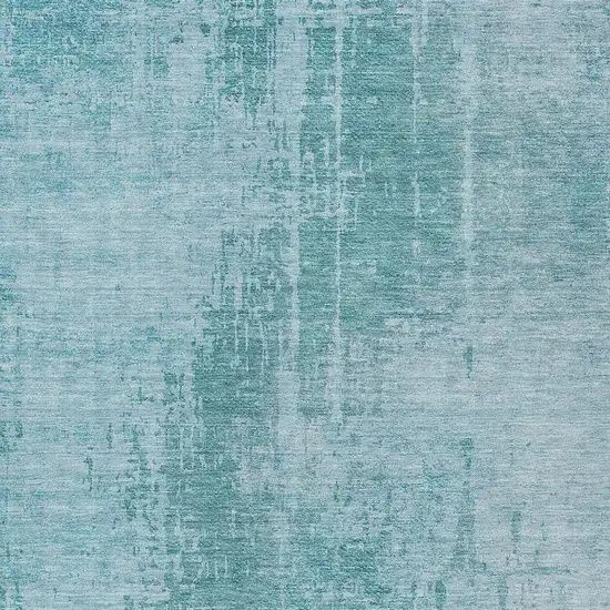 Aqua Teal Blue And Gray Abstract Washable Indoor Outdoor Area Rug Photo 8