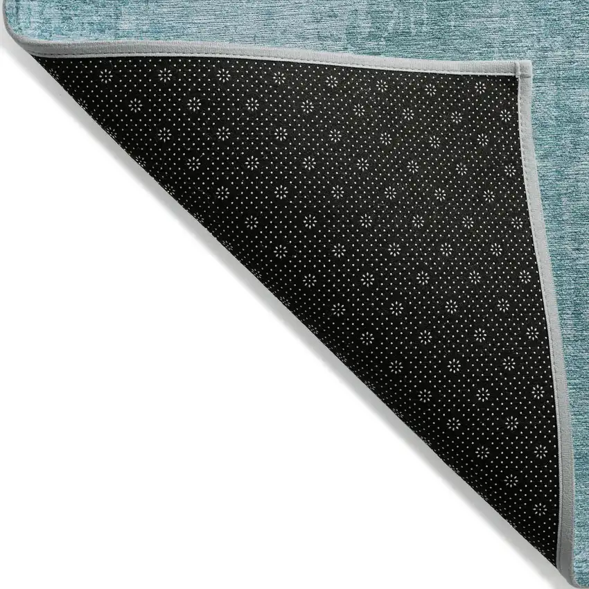 Aqua Teal Blue And Gray Abstract Washable Indoor Outdoor Area Rug Photo 4