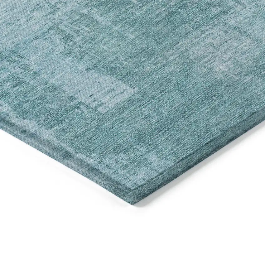 Aqua Teal Blue And Gray Abstract Washable Indoor Outdoor Area Rug Photo 5