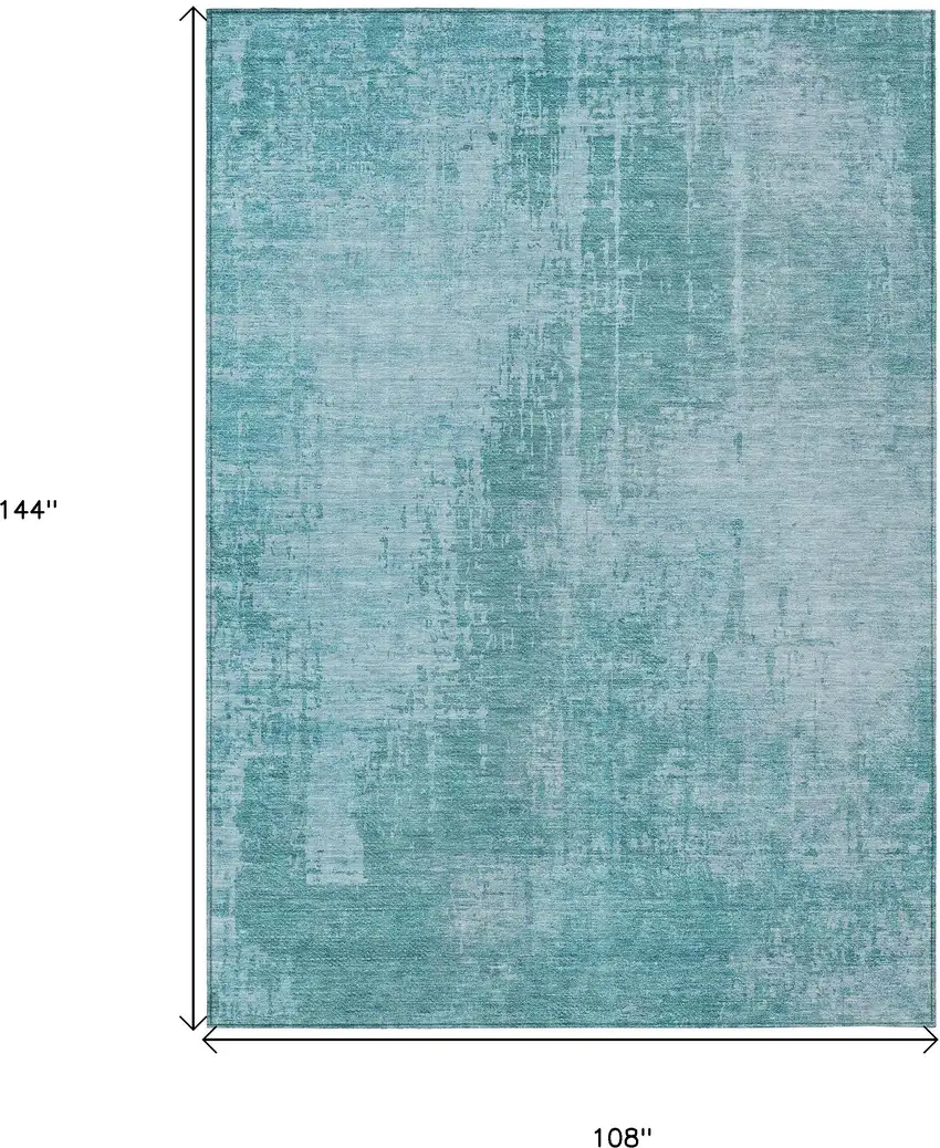 Aqua Teal Blue And Gray Abstract Washable Indoor Outdoor Area Rug Photo 3