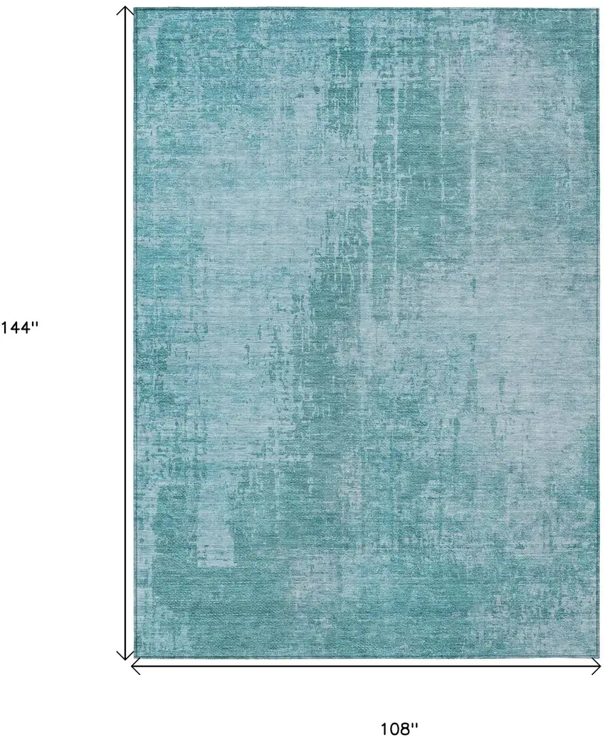 Aqua Teal Blue And Gray Abstract Washable Indoor Outdoor Area Rug Photo 3