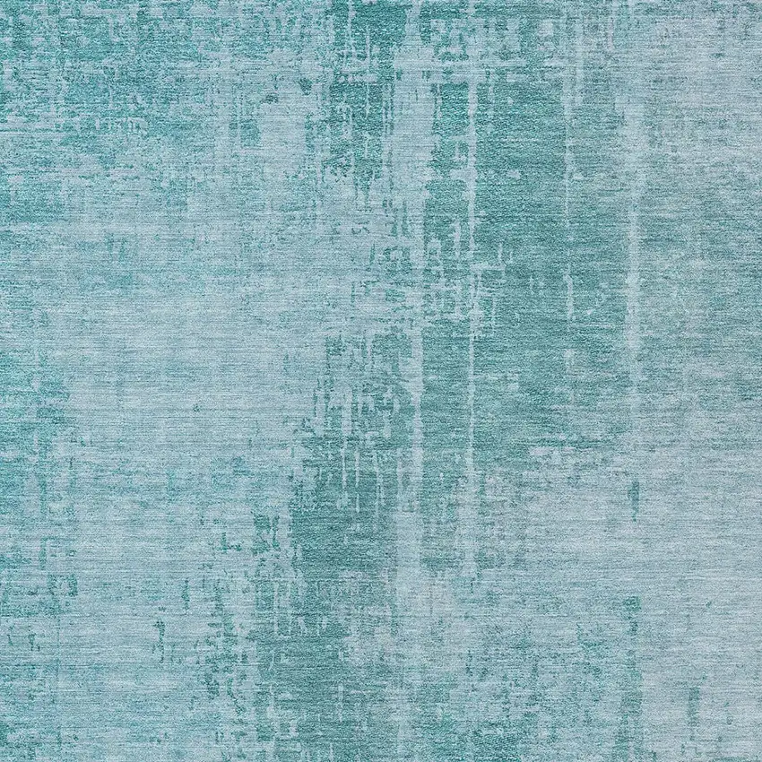 Aqua Teal Blue And Gray Abstract Washable Indoor Outdoor Area Rug Photo 6