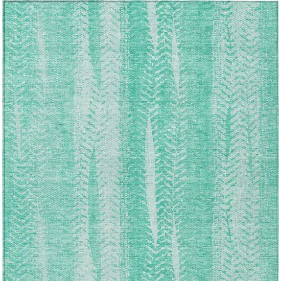 Aqua Teal Blue And Ivory Botanical Leaves Washable Indoor Outdoor Area Rug Photo 6