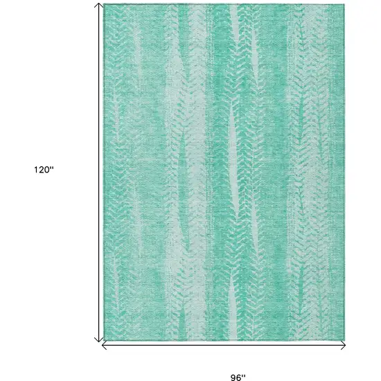 Aqua Teal Blue And Ivory Botanical Leaves Washable Indoor Outdoor Area Rug Photo 3