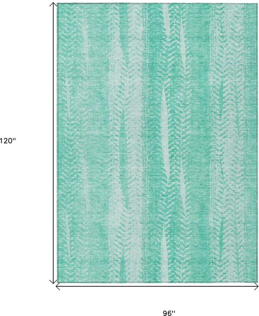 Aqua Teal Blue And Ivory Botanical Leaves Washable Indoor Outdoor Area Rug Photo 3