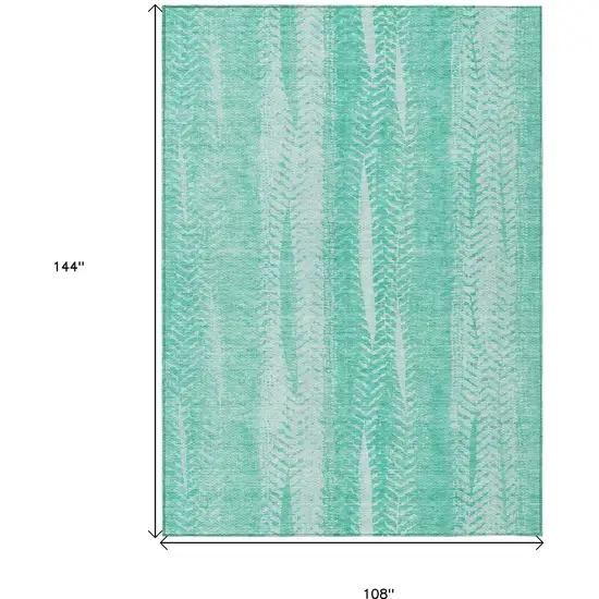 Aqua Teal Blue And Ivory Botanical Leaves Washable Indoor Outdoor Area Rug Photo 3