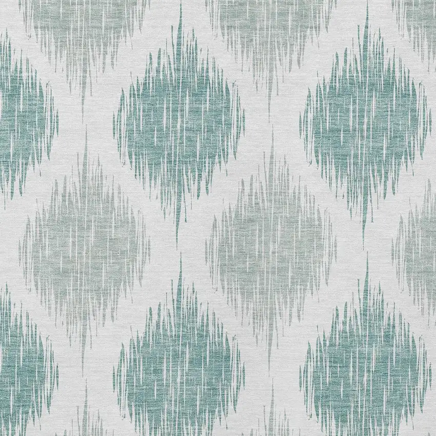 Aqua Teal Blue And Ivory Ikat Washable Indoor Outdoor Area Rug Photo 6