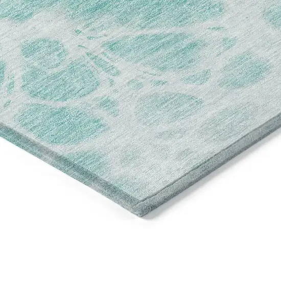 Aqua Teal Blue And Ivory Nautical Washable Indoor Outdoor Area Rug Photo 5
