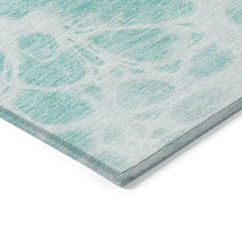 Aqua Teal Blue And Ivory Nautical Washable Indoor Outdoor Area Rug Photo 5