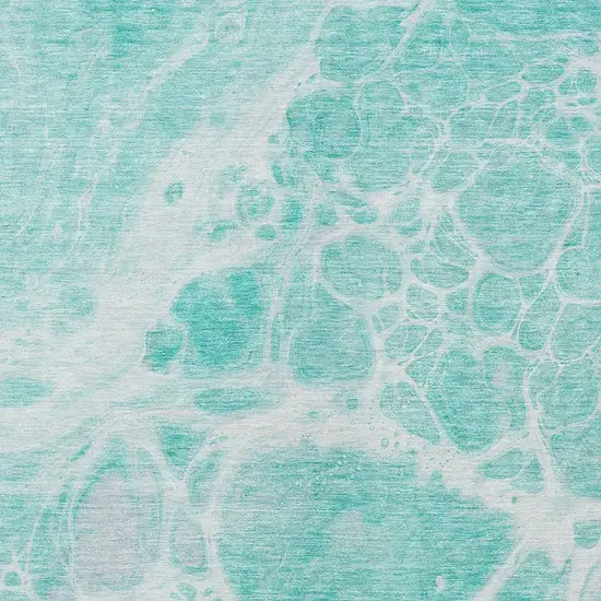 Aqua Teal Blue And Ivory Nautical Washable Indoor Outdoor Area Rug Photo 6
