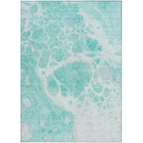 Aqua Teal Blue And Ivory Nautical Washable Indoor Outdoor Area Rug Photo 7