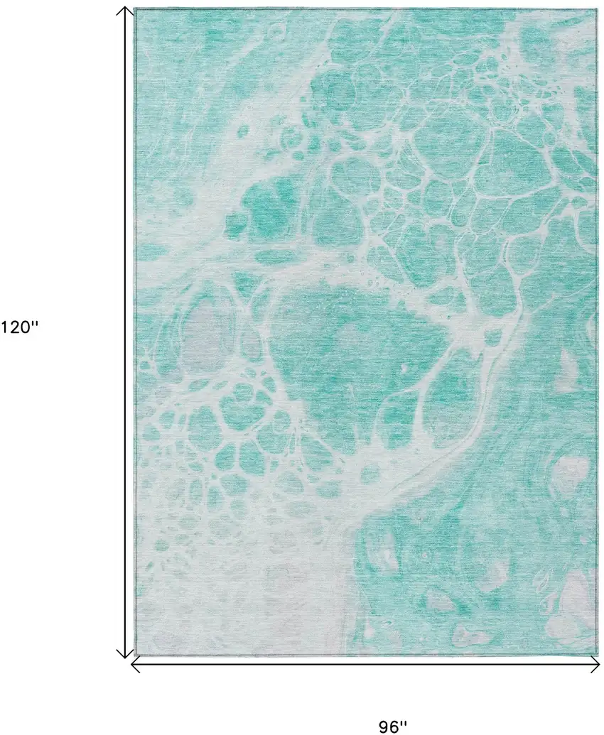 Aqua Teal Blue And Ivory Nautical Washable Indoor Outdoor Area Rug Photo 3