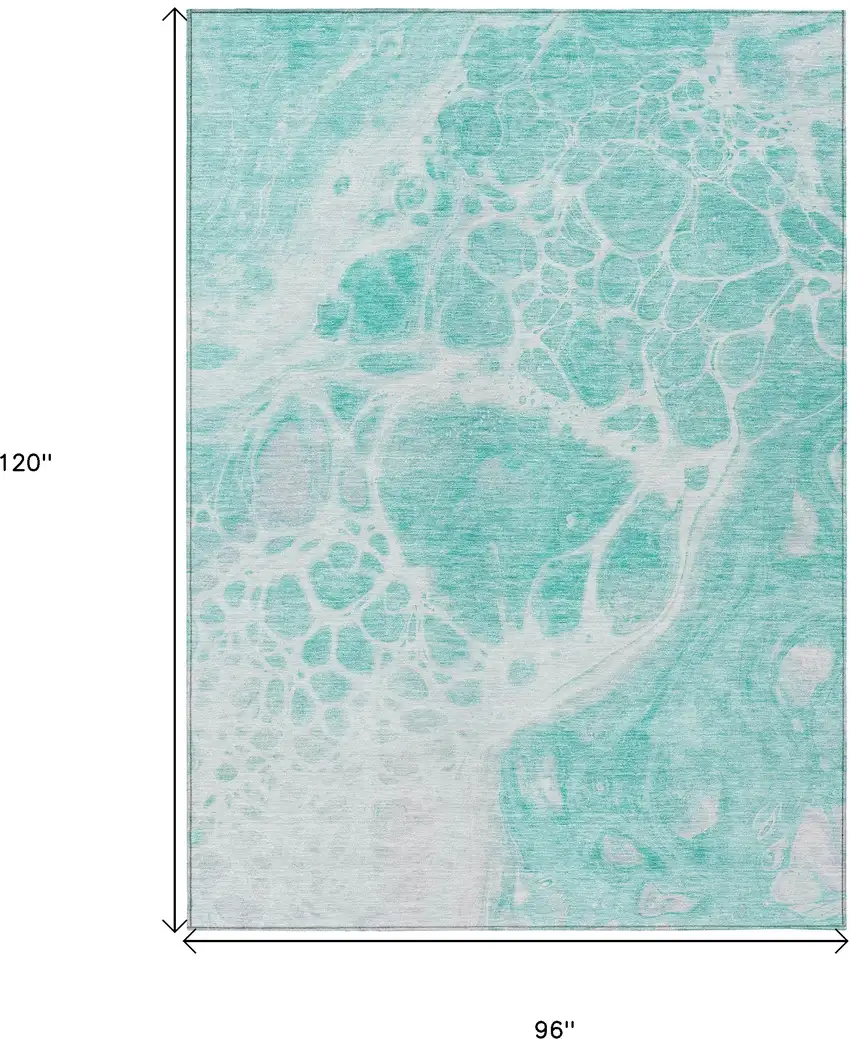 Aqua Teal Blue And Ivory Nautical Washable Indoor Outdoor Area Rug Photo 3