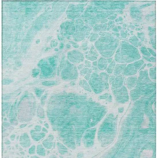 Aqua Teal Blue And Ivory Nautical Washable Indoor Outdoor Area Rug Photo 6
