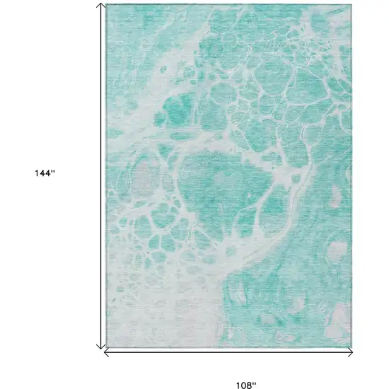 Aqua Teal Blue And Ivory Nautical Washable Indoor Outdoor Area Rug Photo 3