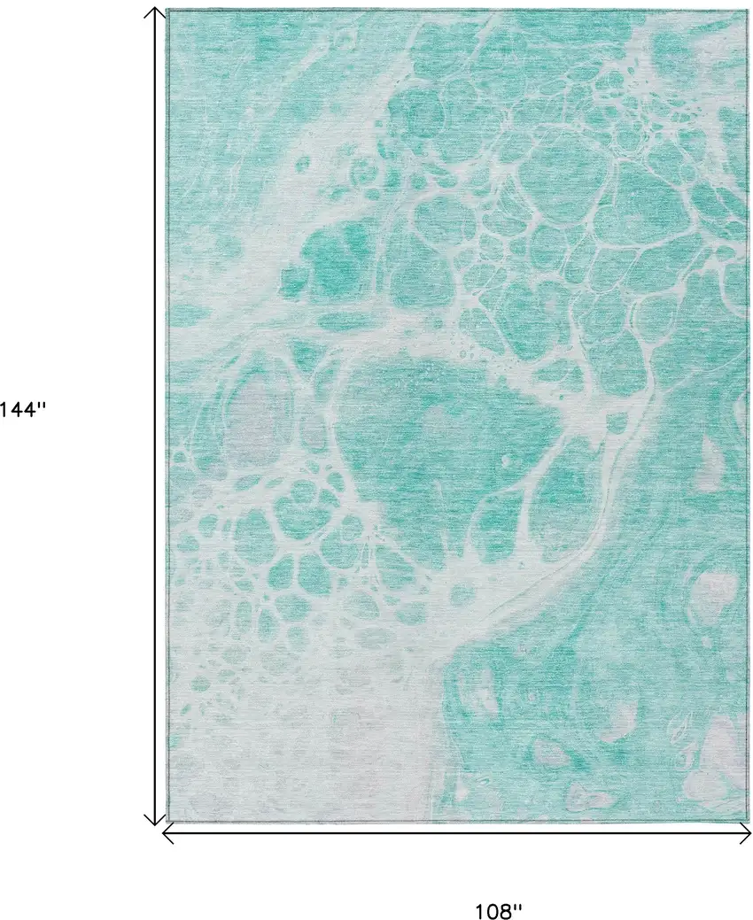 Aqua Teal Blue And Ivory Nautical Washable Indoor Outdoor Area Rug Photo 3