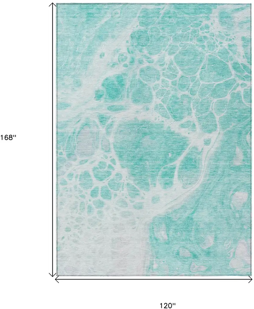 Aqua Teal Blue And Ivory Nautical Washable Indoor Outdoor Area Rug Photo 3