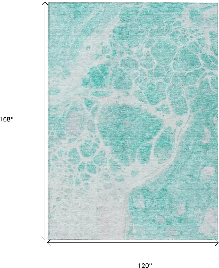 Aqua Teal Blue And Ivory Nautical Washable Indoor Outdoor Area Rug Photo 3