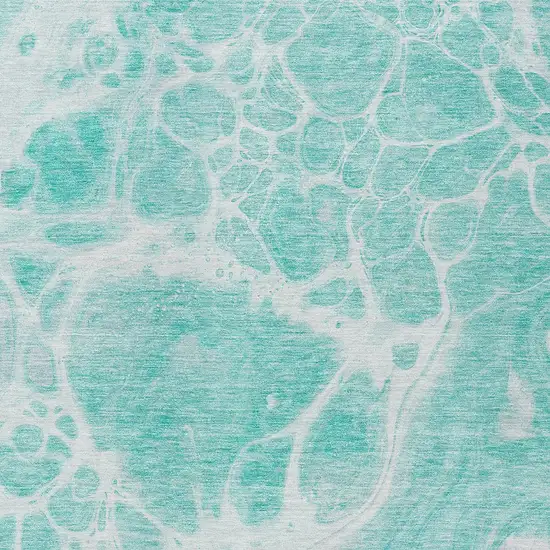 Aqua Teal Blue And Ivory Nautical Washable Indoor Outdoor Area Rug Photo 6