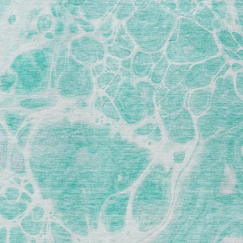 Aqua Teal Blue And Ivory Nautical Washable Indoor Outdoor Area Rug Photo 6