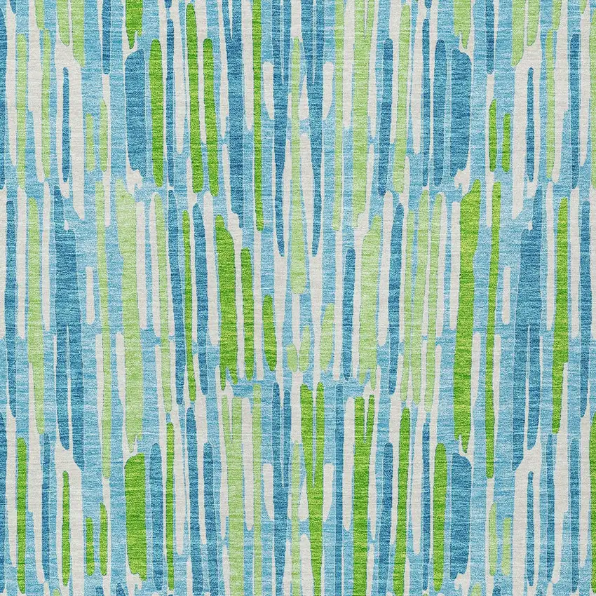Aqua Teal Blue And Lime Green Abstract Washable Indoor Outdoor Area Rug Photo 5