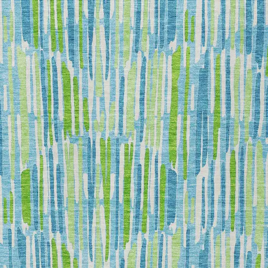 Aqua Teal Blue And Lime Green Abstract Washable Indoor Outdoor Area Rug Photo 6