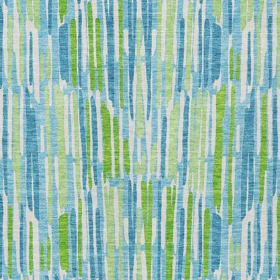 Aqua Teal Blue And Lime Green Abstract Washable Indoor Outdoor Area Rug Photo 6