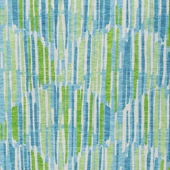 Aqua Teal Blue And Lime Green Abstract Washable Indoor Outdoor Area Rug Photo 6