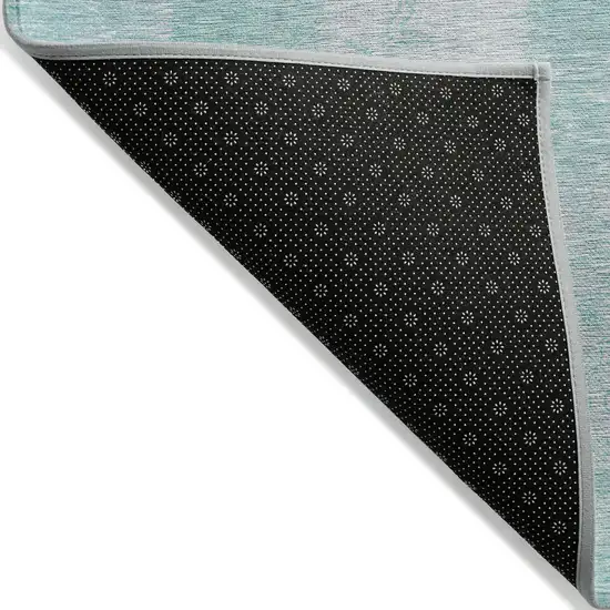 Aqua Teal Blue And Silver Patchwork Washable Indoor Outdoor Area Rug Photo 2