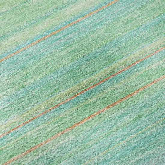 Aqua Yellow And Peach Striped Washable Area Rug With UV Protection Photo 9