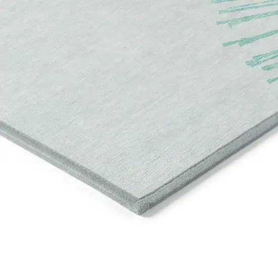 Aquamarine And Ivory Abstract Washable Indoor Outdoor Area Rug Photo 5
