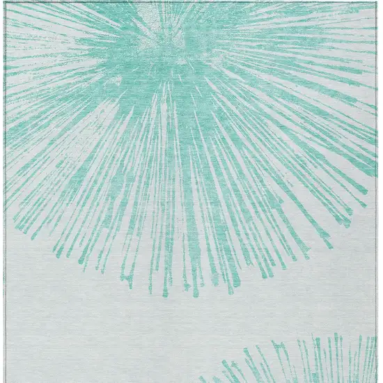 Aquamarine And Ivory Abstract Washable Indoor Outdoor Area Rug Photo 7