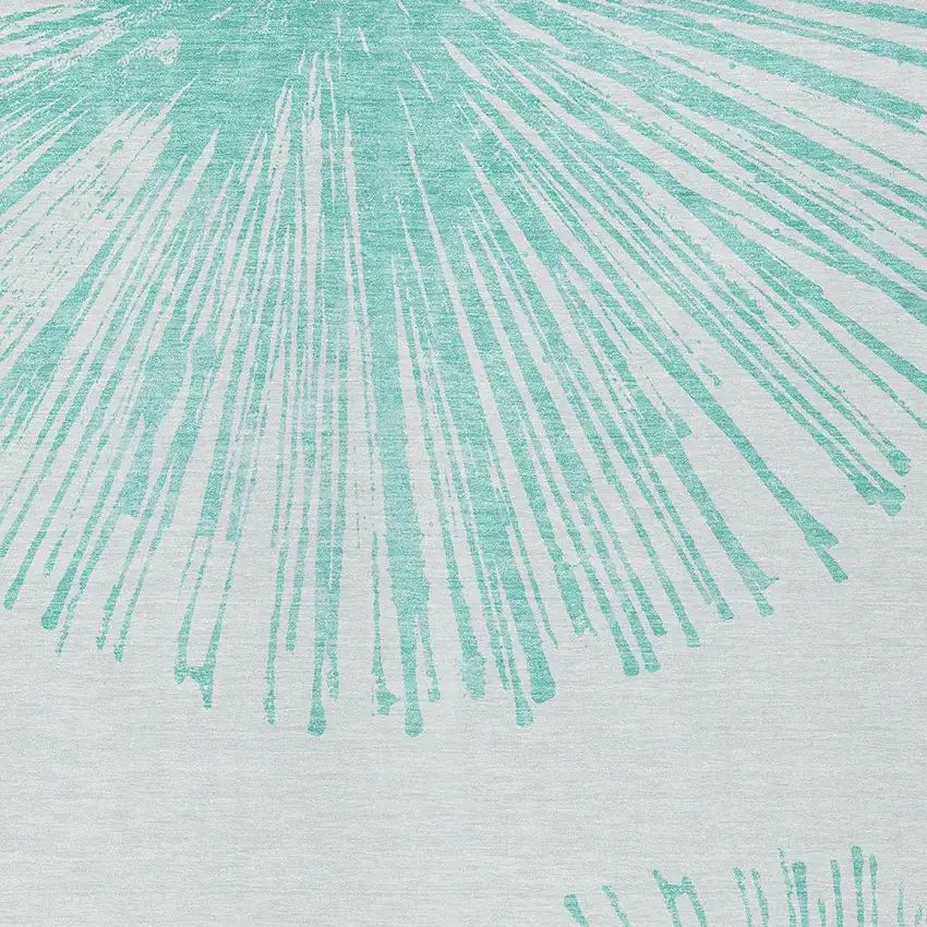 Aquamarine And Ivory Abstract Washable Indoor Outdoor Area Rug Photo 6
