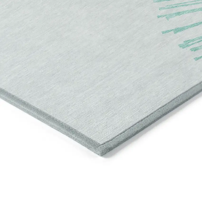 Aquamarine And Ivory Abstract Washable Indoor Outdoor Area Rug Photo 5