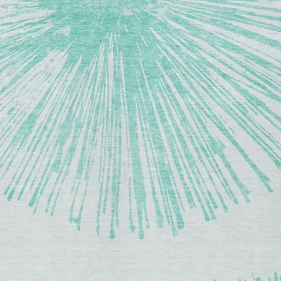 Aquamarine And Ivory Abstract Washable Indoor Outdoor Area Rug Photo 6